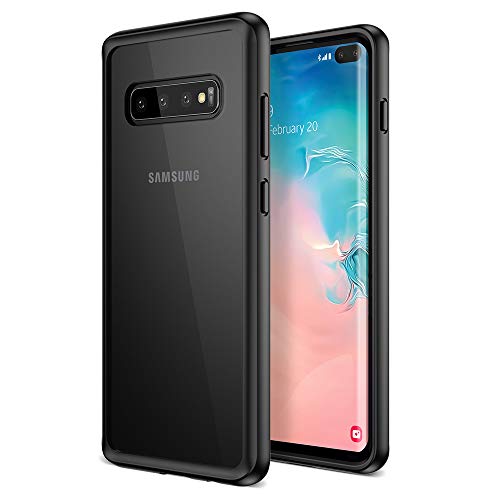 Product Cover Maxboost Galaxy S10 Plus Case HyperPro Series with Heavy Duty GXD-Gel Protection [Black/Clear] [PowerShare Friendly] Enhanced Hand-Grip TPU Cushion Frame Clear Hybrid Cover for Samsung Galaxy S 10+