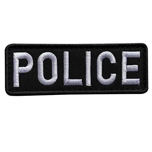 Product Cover uuKen Embroidery Cloth Fabric Police Vest Patch Black and White for Military Police Tactical Vest Jacket Plate Carrier Back Panel (Black and White, Regular 4