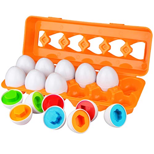 Product Cover Dreampark Color Matching Egg Set Toddler Egg Toys Learning Educational Color Shape & Sorting Recognition Toys Easter Eggs for Kids Boy Girls 3 Year Old and Up (12 Eggs)