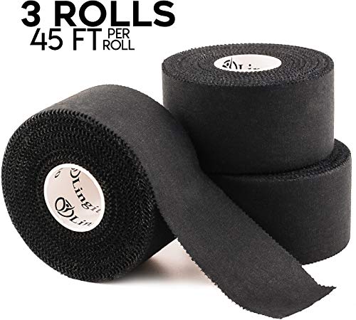 Product Cover Black Medical Athletic Tape | 45ft Uncut Medical Roll | Best Pain Relief Adhesive for Muscles, Shin Splints, Knees & Shoulders | 24/7 Waterproof Therapeutic Aid (3 rolls 45 ft per roll)