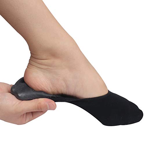 Product Cover Black Moisturizing Socks - Gel Boat Socks for Dry Cracked Feet - Women's Low cut Socks for Relieve Heel Pain