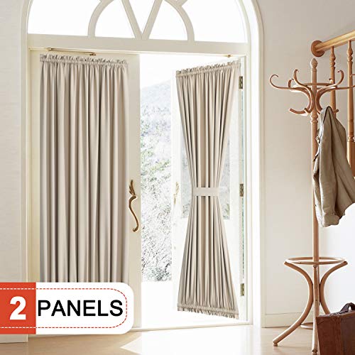 Product Cover Rose Home Fashion Blackout Door Curtain, Elegance French Door Curtains for Privacy, Thermal Insulated Door Curtain Panels, Room Darkening Door Window Curtain (50