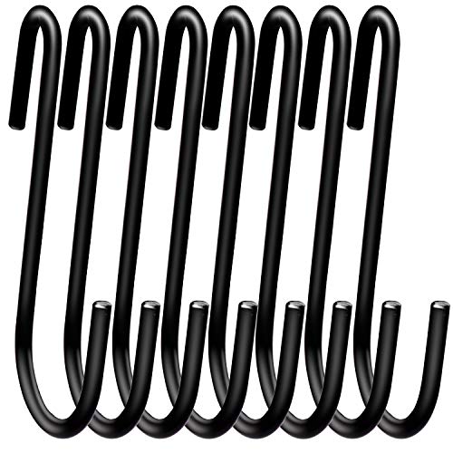 Product Cover 18 Pack ESFUN 4 inch Heavy Duty S Hooks Black Pan Pot Holder Rack Hooks S Shaped Hooks Hangers for Oval Ceiling Pot Rack Hanging Kitchenware Spoons Pans Pots Utensils Clothes Bags Towels Plants