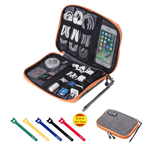 Product Cover Travel Cable Organizer Bag Waterproof Portable Electronics Accessories Case with 5 Cable Ties for USB Cable Cord Phone Charger Headset Wire SD Card