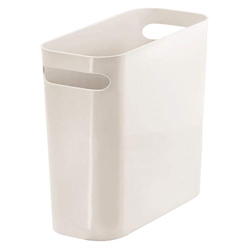 Product Cover mDesign Slim Plastic Rectangular Small Trash Can Wastebasket, Garbage Container Bin with Handles for Bathroom, Kitchen, Home Office, Dorm, Kids Room - 10