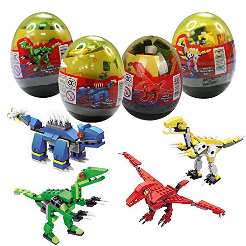 Product Cover Anditoy 4 Pack Dinosaur Building Blocks in Jumbo Easter Eggs for Kids Boys Girls Easter Basket Stuffers Fillers Gifts
