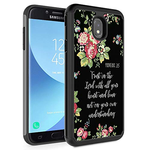 Product Cover Galaxy J7 2018/J7 Refine/J7 Star/J7 TOP/ J7 Aero/J7 Eon Case,Rossy Hybrid TPU Plastic Dual Layer Armor Defender Protection Case for Samsung Galaxy J7 2018,Christian Quotes Proverbs 3:5