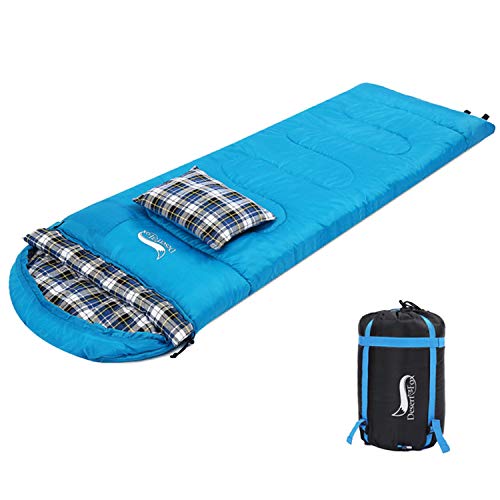 Product Cover DESERT & FOX Cotton Flannel Sleeping Bags with Pillow, 4 Season Warm & Cold Weather Envelope Compression Sack, Lightweight & Portable Backpacking Sleeping Bag for Outdoor Camping, Hiking, Traveling