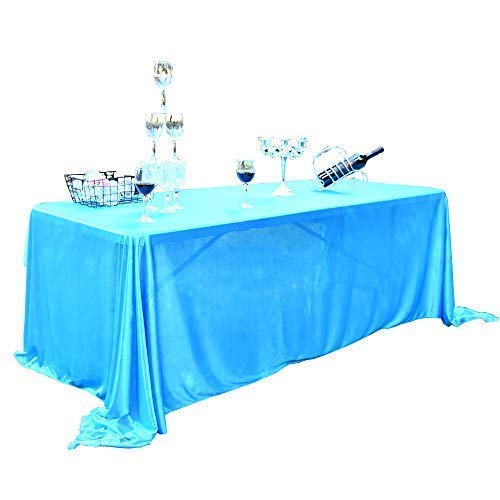 Product Cover PENGSHE Resilient Tablecloths Rectangular Shining Table Cover Easy Care Wrinkle Resistant Table Cloth for Buffet Table Party Wedding Holiday Dinner (Lake Blue, 60