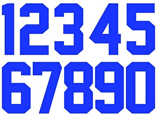 Product Cover 8 Inch 0 to 9 Numbers Iron On Numbers for Sports T-Shirt Jersey Iron On Heat Transfer Numbers (Blue)