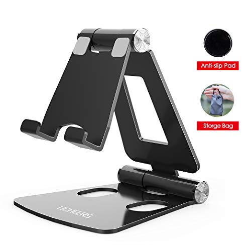 Product Cover Adjustable Cell Phone Stand, licheers Multi-Angle Cell Phone Holder, Cradle, Dock, Stand Compatible with Nintendo Switch, Phone 11 Pro Xs Max Xr X 8 7 6 6s Plus and 4-7 Inch Devices (Black)