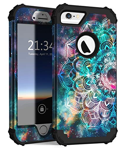 Product Cover iPhone 6s Case, iPhone 6 Case, Hocase Shockproof Heavy Duty Hard Plastic+Silicone Rubber Bumper Full Body Protective Case with 4.7-inch Display for iPhone 6s/iPhone 6 - Mandala in Galaxy