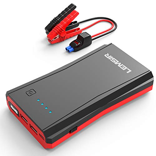 Product Cover LEMSIR 800Amps QDSP 800A Peak Portable Car Lithium Jump Starter up to 7.2L Gas or 5.5L Diesel Auto Battery Booster Power Pack with Smart Jumper Cables V8