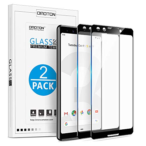 Product Cover OMOTON Pixel 3 Screen Protector, 3D Full Coverage Tempered Glass Screen Protector for Google Pixel 3, 5.5 inch [2 Pack]