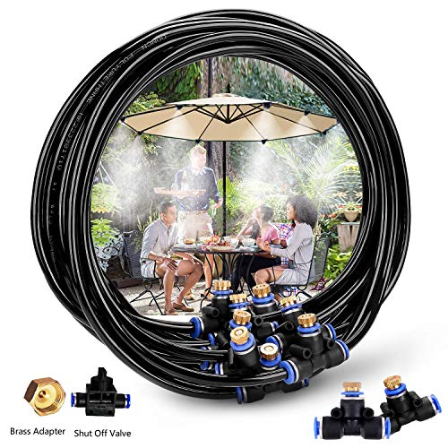 Product Cover H&G lifestyles Misters for Patio Misting System 26.2FT (8M) Misting Line 10 Brass Mist Nozzles Brass Adapter for Patio Garden Umbrellas Greenhouse Trampoline