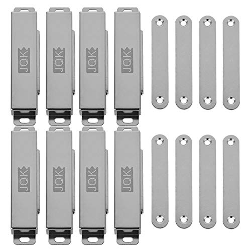 Product Cover JQK Magnetic Door Catch, Stainless Steel Cabinet Magnet Closet Catches for Cupboard Closure Door Closer, 1.2mm Thickness 60 lbs Silver (Pack of 8), CC120-P8