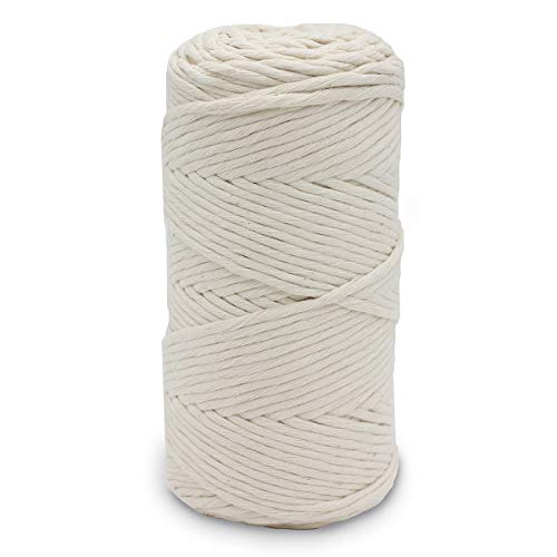 Product Cover 4mm 219Y Macrame Cord Rope -1/6inch Single Stand White Macrame Cotton String for Handemade Wall Hanging Weaving Basketry Crochet and Tapestry (4mm-200m (219yd))