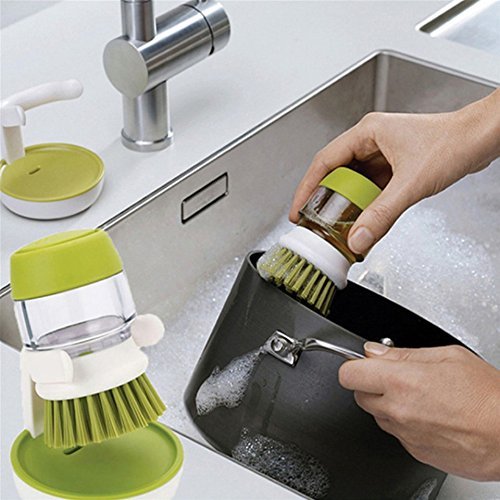 Product Cover ORPIO (LABEL) Palm Scrub Soap Dispensing Washing-Up Brush, Soap Dispensing with Storage Stand - Green