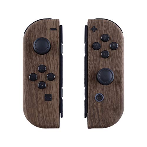Product Cover eXtremeRate Soft Touch Grip Wood Grain Joycon Handheld Controller Housing with Full Set Buttons, DIY Replacement Shell Case for Nintendo Switch Joy-Con - Console Shell NOT Included