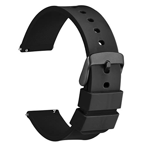 Product Cover WOCCI Silicone Watch Bands with Black Buckle - Quick Release Soft Rubber Replacement Straps 14mm 18mm 20mm 22mm 24mm