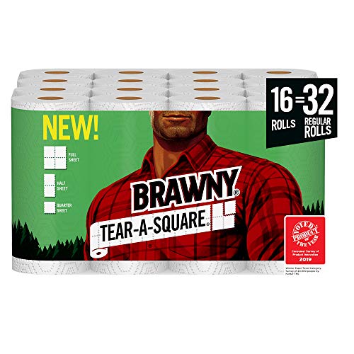 Product Cover Brawny Tear-A-Square Paper Towels, Quarter Size Sheets, 16 Count