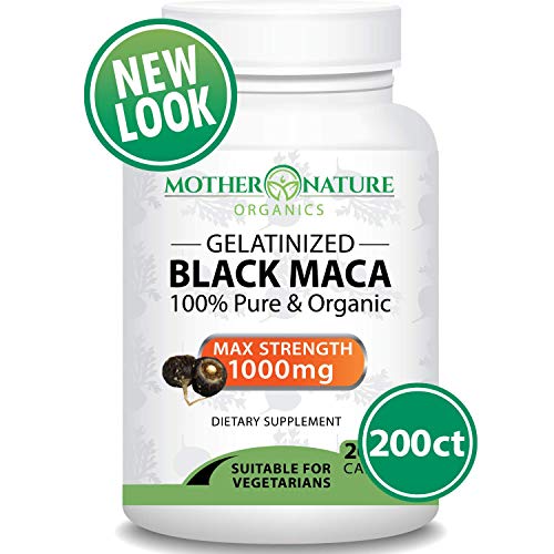 Product Cover Mother Nature Organics - Premium Organic Black Maca Root - 200 Vegan Capsules - Pure, Non-GMO, No Fillers