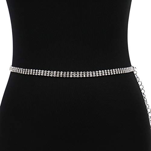 Product Cover JETEHO Crystal Womens Metal Chain Dress Belt Rhinestone Chain Waist Buckle Belt