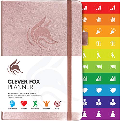 Product Cover Clever Fox Planner - Weekly & Monthly Planner to Increase Productivity, Time Management and Hit Your Goals - Organizer, Gratitude Journal - Undated - Start Anytime, A5, Lasts 1 Year, Rose Gold(Weekly)