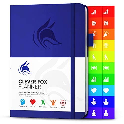 Product Cover Clever Fox Planner - Weekly & Monthly Planner to Increase Productivity, Time Management and Hit Your Goals - Organizer, Gratitude Journal - Undated, Start Anytime, A5, Lasts 1 Year, Royal Blue(Weekly)