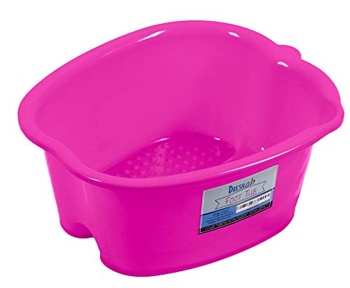 Product Cover DRESHah Large Pink Foot Bath Tub - Thick Sturdy Plastic Pedicure Spa and Massage for Soaking Feet, Toenails, and Ankles with Epsom Salts or Essential Oils. Helps with Callus, Fungus and Dead Skin