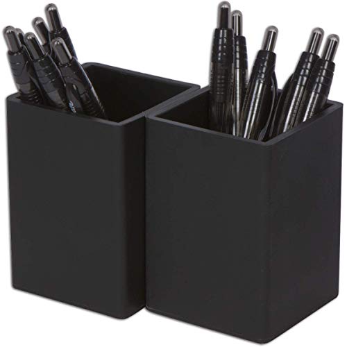 Product Cover Fernaco Pen and Pencil Holders for Desk (Set of 2), Matte Black, Office Desk Organizers, Long-Lasting, Silicone Cups