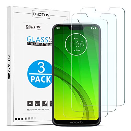 Product Cover OMOTON Screen Protector for Moto G7 Power - Bubble Free Scratch Resist Tempered Glass for Motorola Moto G7 Power 6.2 Inch (3 Pack)