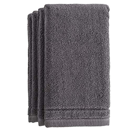 Product Cover Creative Scents Cotton Fingertip Towels Set - 4 Pack - 11 x 18 Inches Decorative Small Extra-Absorbent and Soft Terry Towel for Bathroom - Powder Room, Guest and Housewarming Gift (Grey)
