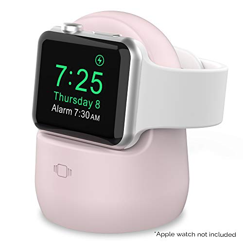 Product Cover AhaStyle Silicone Stand Dock for Apple Watch Series 5, Series 4, Series 3, Series 2, Series 1, 44mm, 42mm, 40mm, 38mm, Support Night Stand Model【Adapters NOT Included】(Pink)