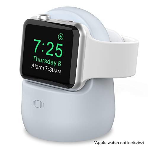 Product Cover AhaStyle Silicone Stand Dock for Apple Watch Series 5/4/3/2/1,Supports Nightstand Mode【Adapters NOT Included】(Light Blue)