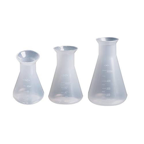 Product Cover Hemobllo 3Pcs Erlenmeyer Flask,Plastic Flask Conical Flask for Laboratory Students Kids Educational Learning Toys(50ml+100ml+500ml)