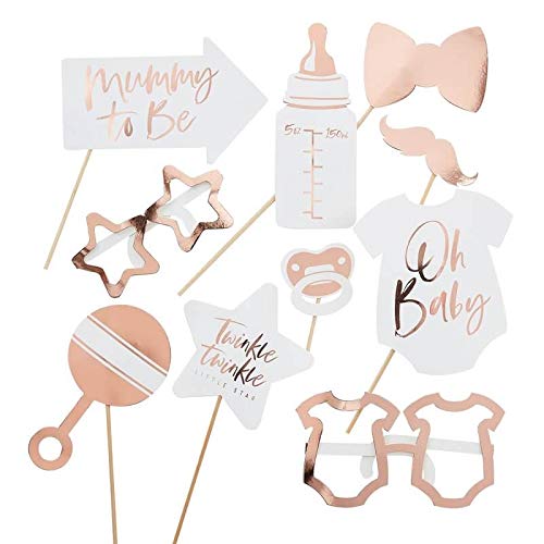 Product Cover Ginger Ray Rose Gold Baby Shower Photo Booth Props - 10 Pack - Twinkle