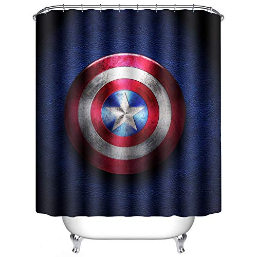 Product Cover AWRFYAFT Captain America Shower Curtain Waterproof Mildew Polyester Fabric 12 Pack Plastic Hooks 60X72 Inches