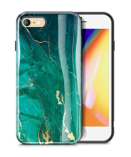 Product Cover GVIEWIN Marble iPhone 8 Case/iPhone 7 Case, Ultra Slim Thin Glossy Soft TPU Rubber Gel Silicone Phone Case Cover Compatible iPhone 7/8 (4.7 inch) (Green/Gold)