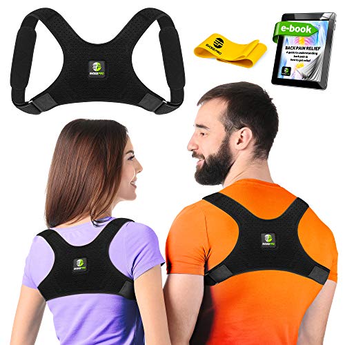 Product Cover Back Posture Corrector for Women and Men - Shoulder Brace Back Posture Corrector - Upper Back Support - Back Straightener Posture Corrector - Resistance Band Included (X-Large)