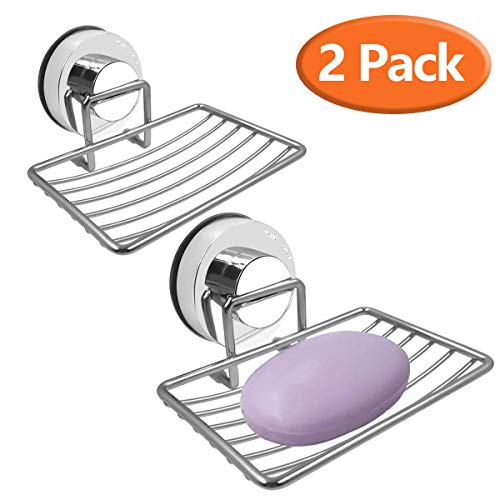 Product Cover Soap Dish Loofah Sponge Holder, Stainless Steel Soap Basket with Strong Suction Cup Holder for Bathroom, Shower, Kitchen, Sinks, 2 Packs