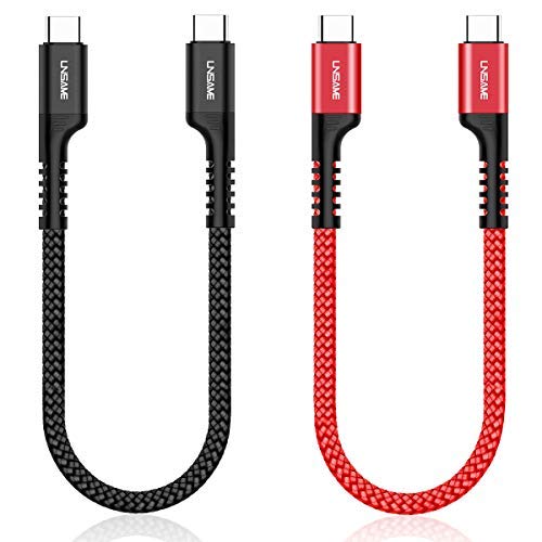 Product Cover Type C Cable, Unisame 1Ft 2 Pack Short USB C to USB C 3.0 Fast Charging Cable Data Sync for Galaxy S8 S9 Note 9 8, Google Pixel 3 XL, MacBook Pro/Air, Oneplus 6T 6, Portable Ssd