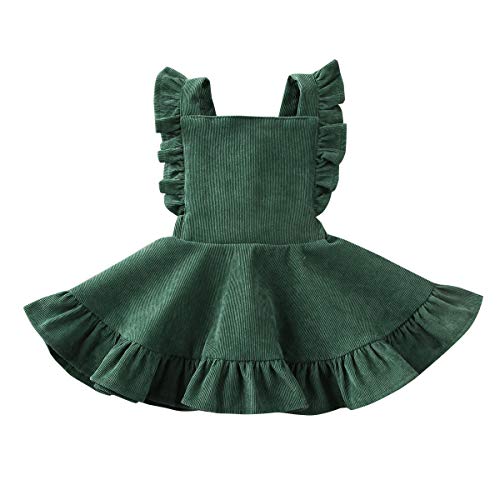 Product Cover Specialcal Baby Girls Velvet Suspender Skirt Infant Toddler Ruffled Casual Strap Sundress Summer Outfit Clothes (4-5T, Green 2(Velvet))