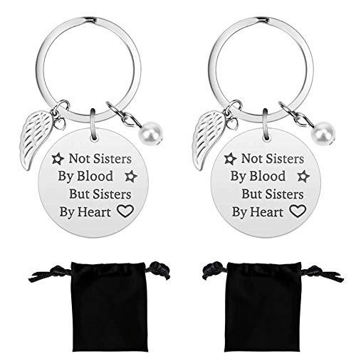 Product Cover Selizo 2 Pack Best Friend Gifts Keychain Not Sisters by Blood but Sister by Heart Key Chain Perfect Friendship Birthday Graduation Christmas Gifts for Women Teens Girls Sisters