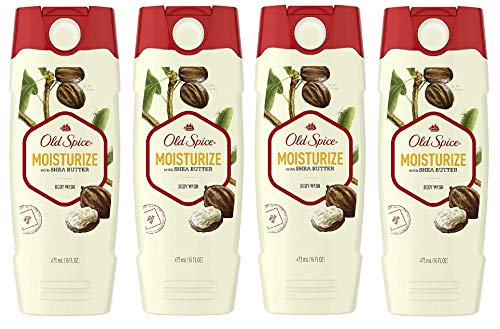 Product Cover Old Spice Body Wash for Men, Moisturize with Shea Butter Scent, 16 Fl Oz (Pack of 4)