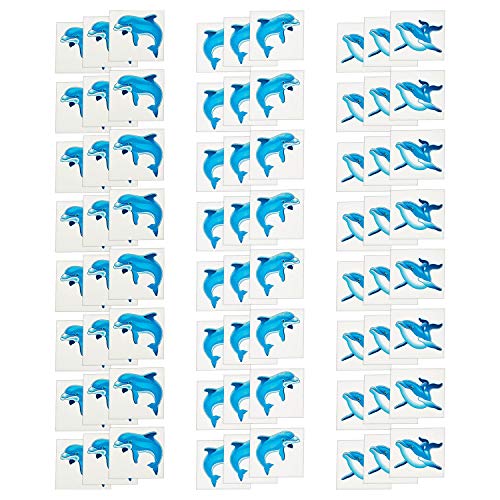 Product Cover Fun Express Dolphin Party Temporary Tattoos | 72 Count | Great for Themed Birthdays, Under The Sea/Swimming Pool/Beach Parties, Prizes & Favors