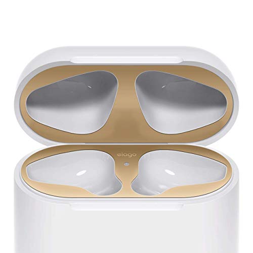 Product Cover Elago Dust Guard Compatible with Apple AirPods - [18K Gold Plating] [Protection from Iron/Metal Shavings] [Easy Installation] (2 Set, Matte Gold)
