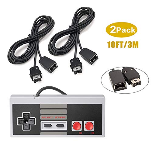 Product Cover NES Classic Controller Extension Cable, 2 Pack of 3M/10 Feet Extension Cord with 1 NES Mini Classic Controller, for SNES Classic, NES Classic, Wii, Wii U Controllers and More