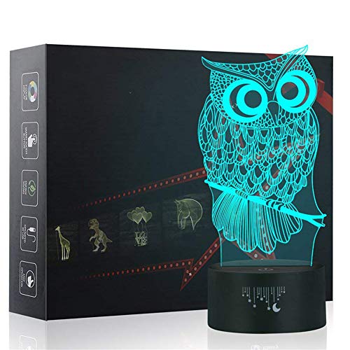 Product Cover Owl Lights, 3D Night Light for Kids, 7 Colors Touch Table Desk Lamps, LED Vision Illusion Lighting with USB, Baby Bedroom Sleep Lamp, Birthday Party Holiday Gifts for Children