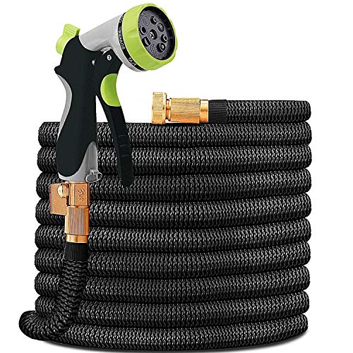 Product Cover HYRIXDIRECT Garden Hose Lightweight Durable Flexible Water Hose with 3/4 Nozzle Solid Brass Connector and High Pressure Water Spray Nozzle Expanding Hoses (50 FT)